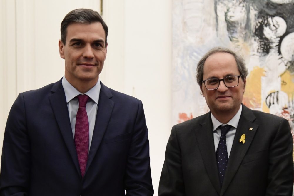 Spanish Prime Minister Spaniens Premier Pedro Sanchez (l.) und der katalanische Regionalpräsident Quim Torra (Bild: Javier Soriano/AFP)