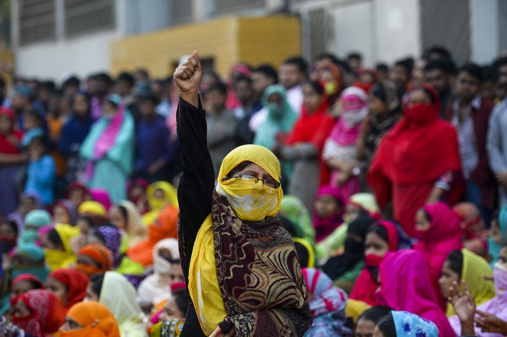 Protest von Textilarbeitern in Dhaka (Bild: Munir Uz Zaman/AFP)