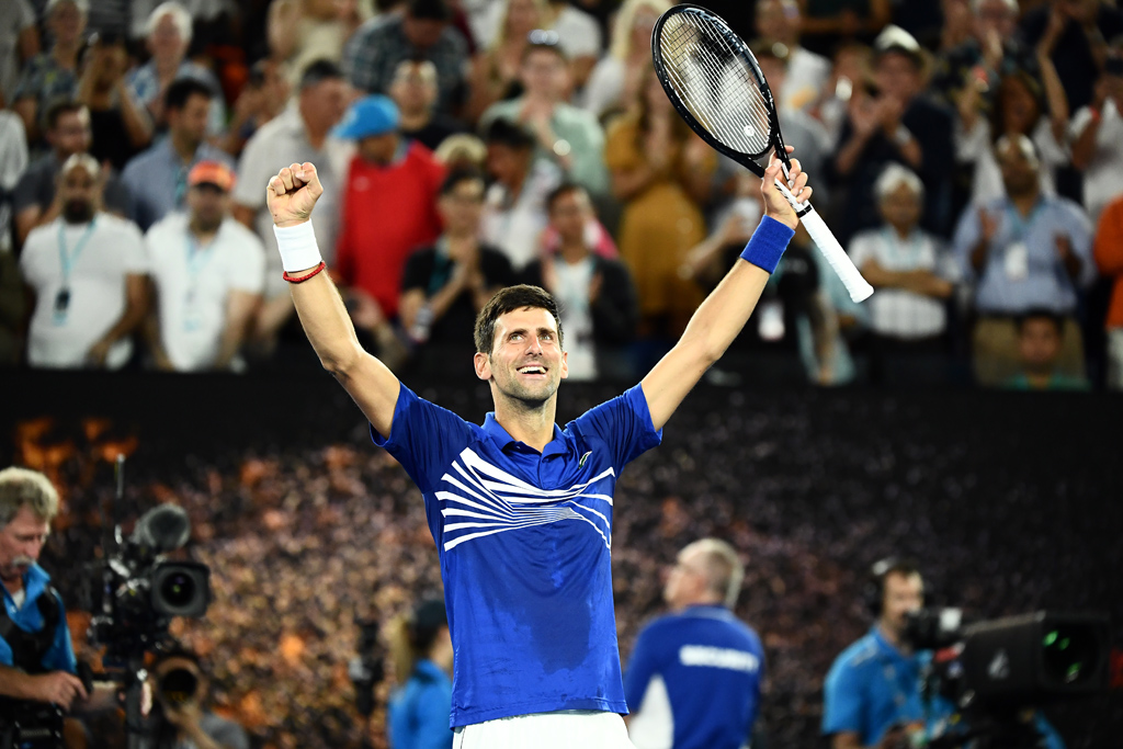 Novak Djokovic nach seinem Sieg gegen Pouille (Bild: Jewel Samad/AFP)