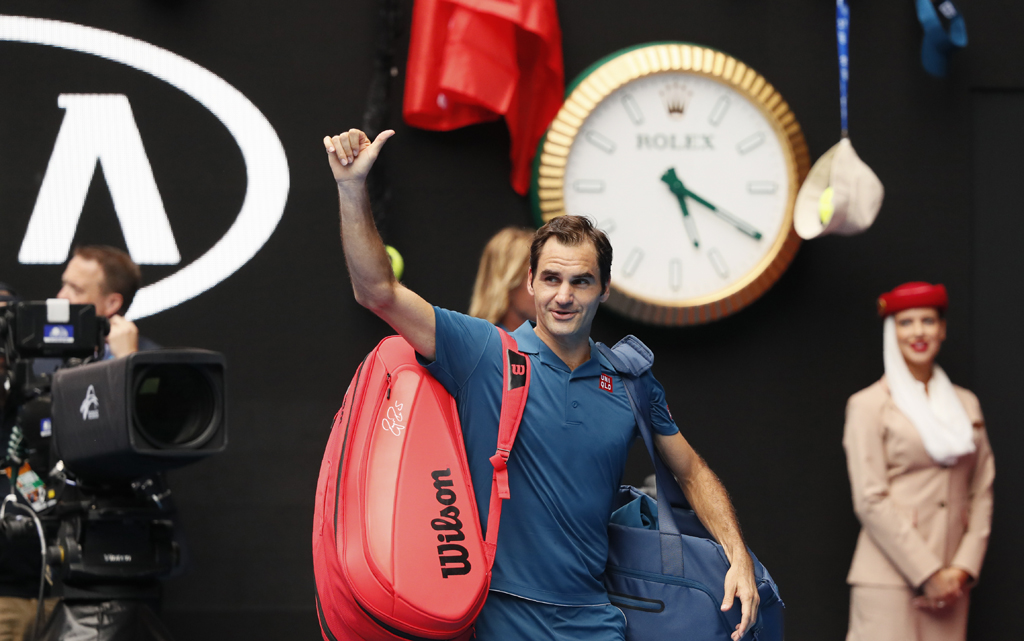 Roger Federer nach seinem Sieg gegen Daniel Evans bei den Australian Open (Bild: David Gray/AFP)
