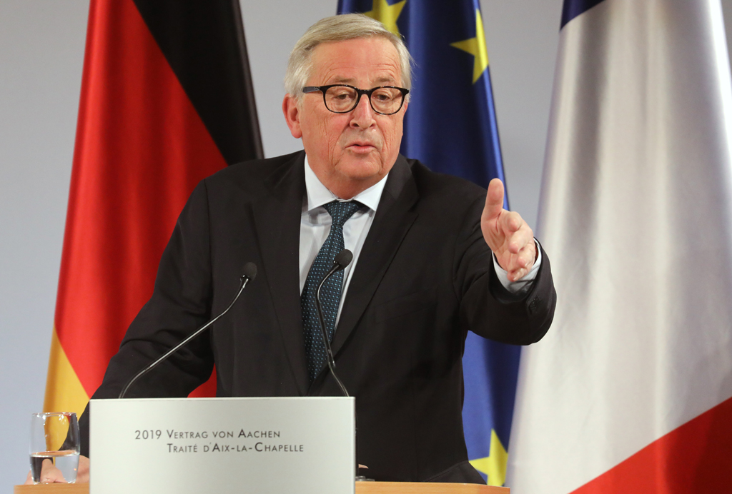 EU-Kommissionspräsident Jean-Claude Juncker am Dienstag in Aachen (Bild: Ludovic Marin/AFP)