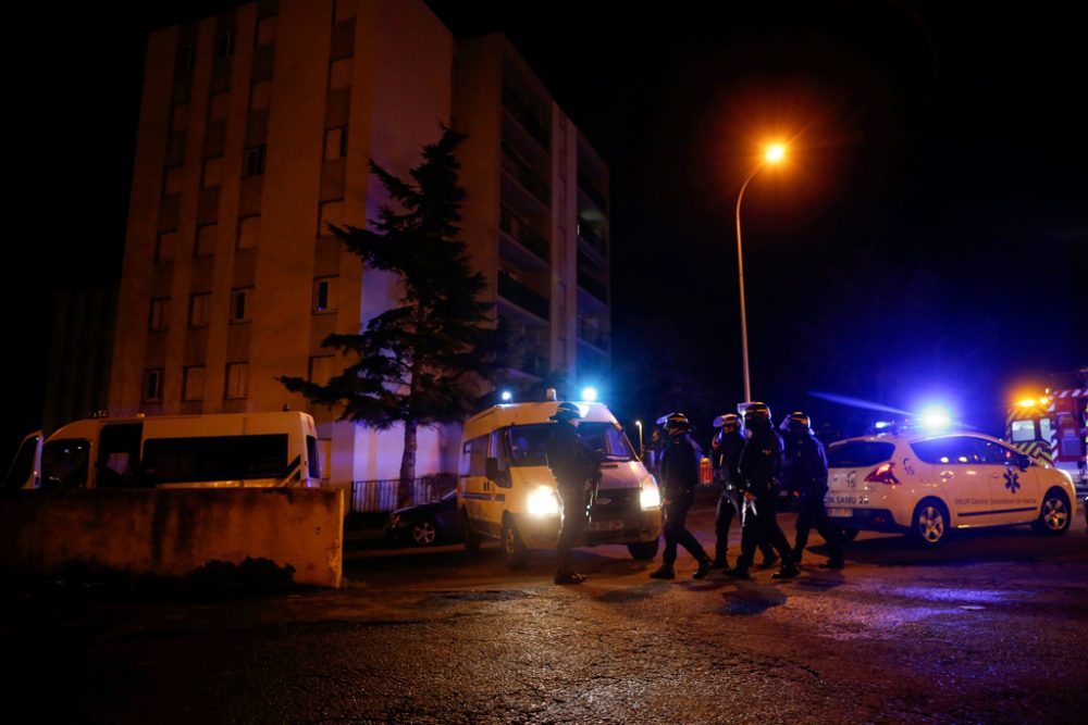 Polizeieinsatz am 30.1. in Bastia, der Hauptstadt von Korsika (Bild: Pascal Pochard-Casablanca/AFP)