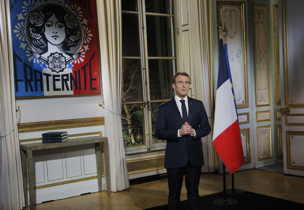 Emmanuel Macron bei seiner Neujahrsansprache