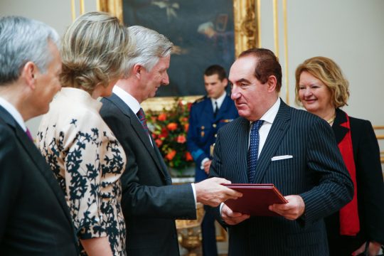 Karel Pinxten im November 2016 bei König Philippe und Königin Mathilde (Archivbild: Bruno Fahy/Belga)