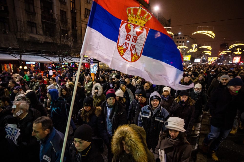 Demonstration in Serbien 12.1.2019 (Bild: Andrej Isakovic/AFP)