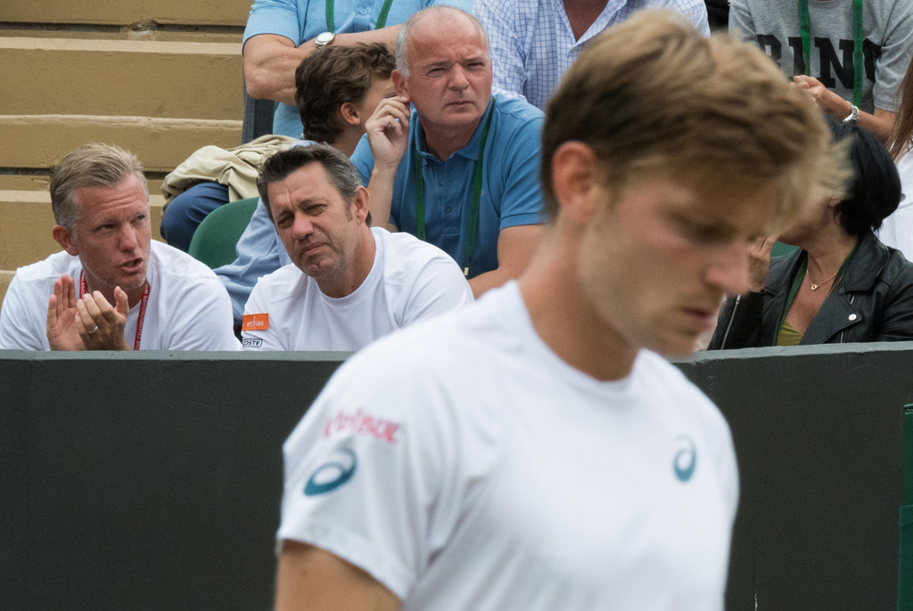 Wimbledon 2016: Thomas Johansson und Thierry Van Cleemput beobachten David Goffin (Bild: Benoît Doppagne/Belga)