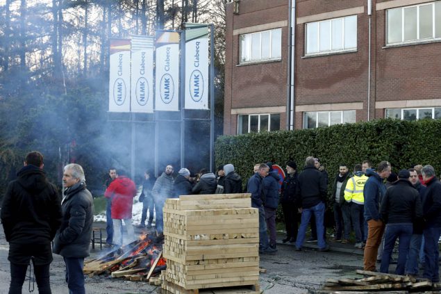 Streikposten Bei Nlmk Clabecq