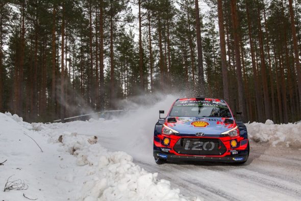 Thierry Neuville/Nicolas Gilsoul im Hyundai i20 beim Shakedown der Rallye Schweden (Bild: Fabien Dufour/Hyundai Motorsport)