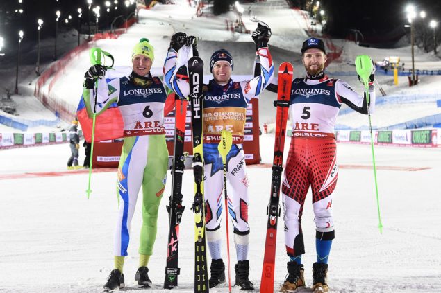 Stefan Hadalin,Alexis Pinturault und Marco Schwarz (vlnr)