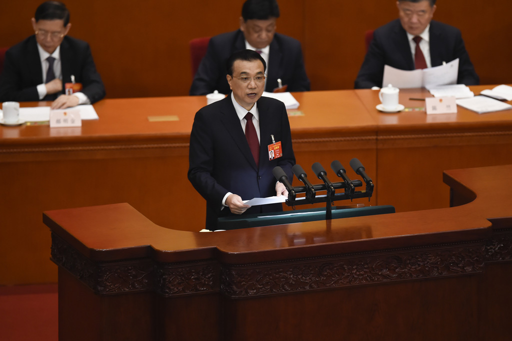 Der chinesische Premierminister Li Keqiang vor dem Volkskongress