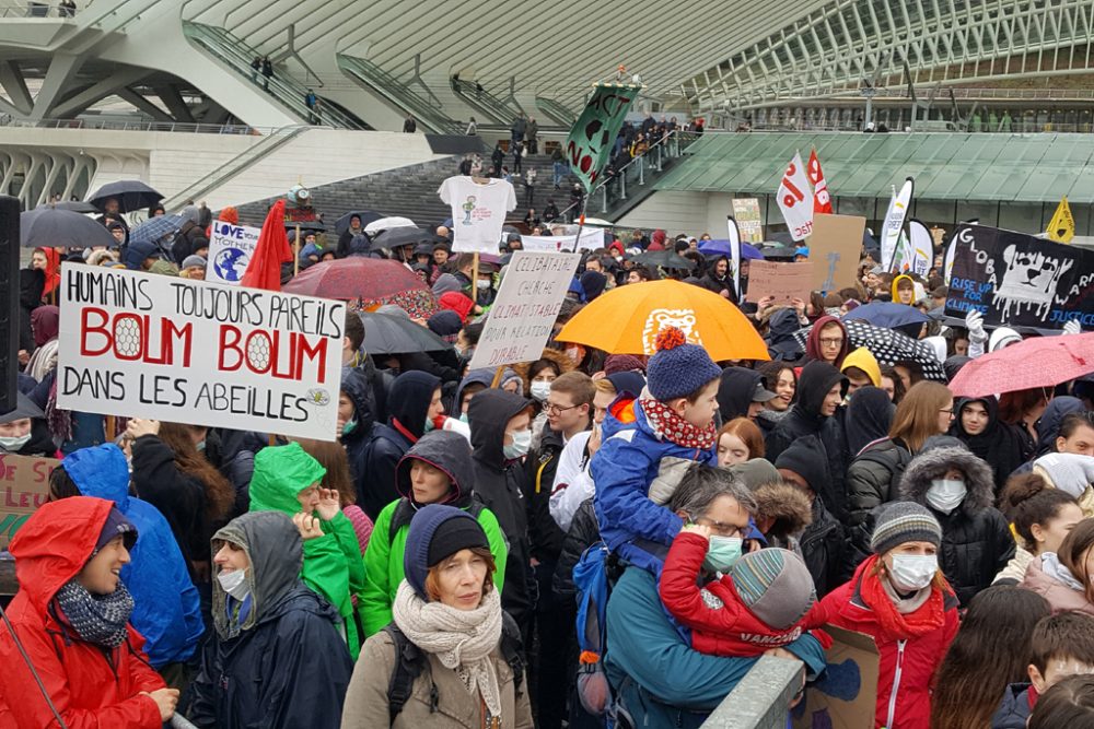 Klimastreik: Schüler versammeln sich am Lütticher Bahnhof Guillemins (Bild: Jessica Defgnée/Belga)