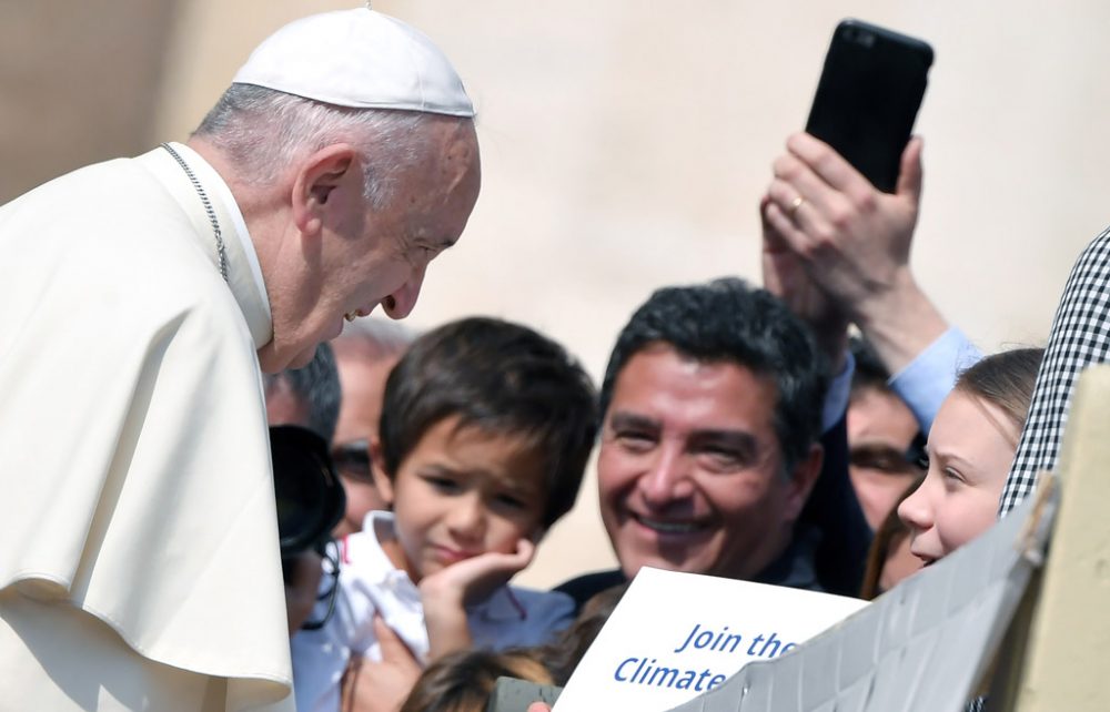 Papst Franziskus mit Greta Thunberg