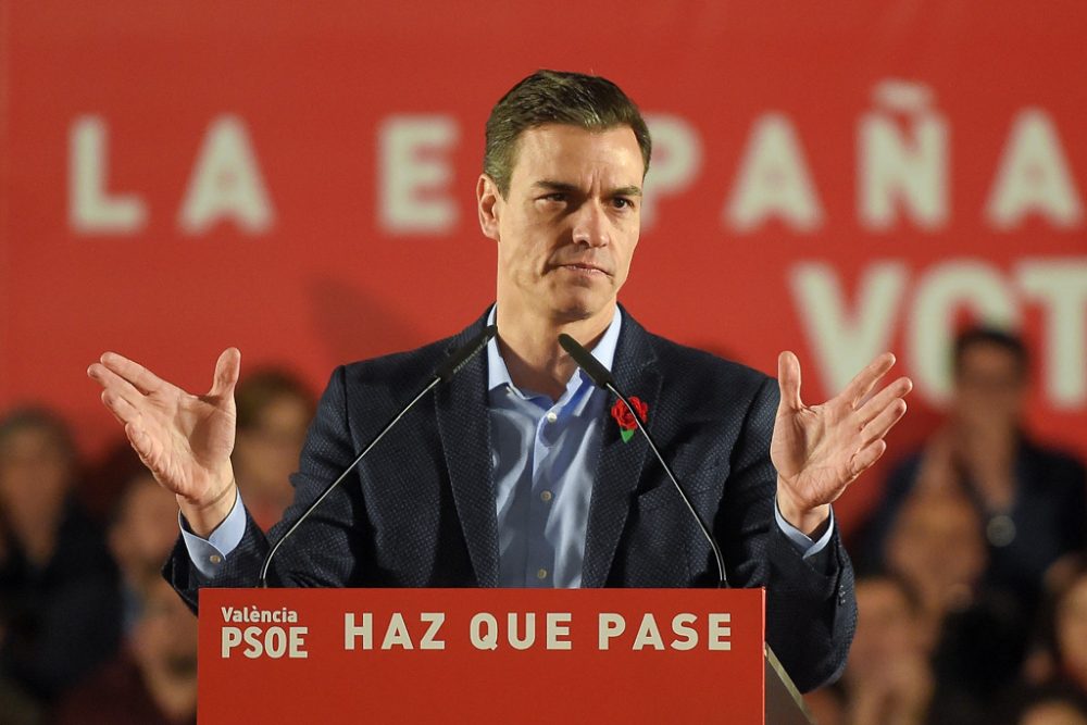 Pedro Sanchez bei einer Wahlveranstaltung am Freitag (Bild: Jose Jordan/AFP)