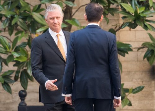 König Philippe empfängt Tom Van Grieken vom Vlaams Belang im Königlichen Palast (Bild: Benoit Doppagne/Belga)