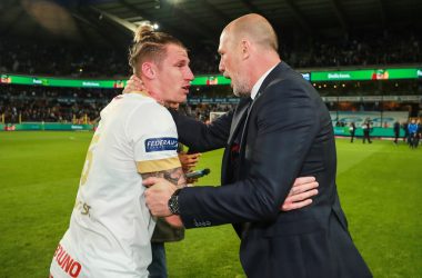Genks Innenverteidiger Sebastien Dewaest und Trainer Philippe Clement