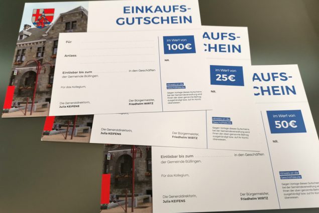 Einkaufsgutscheine der Gemeinde Büllingen (Bild: Raffaela Schaus/BRF)