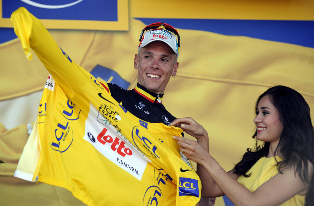 Am 2. Juli 2011 durfte Philippe Gilbert das gelbe Trikot überstreifen (Bild: Eric Lalmand/Belga)