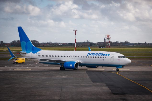 Erster Flug der russischen Fluggesellschaft Pobeda am 7.3.2019 von Ostende aus (Bild: Kurt Desplenter/Belga)