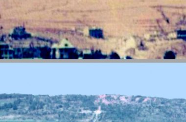 Blick auf den Krater in 1949 (oben) und 1959 (unten)