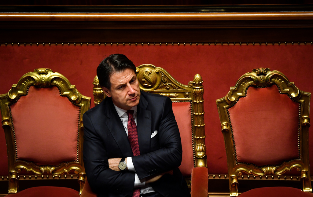 Giuseppe Conte am 20.8. nach Verkündigung seines Rücktritts (Bild: Andreas Solaro/AFP)