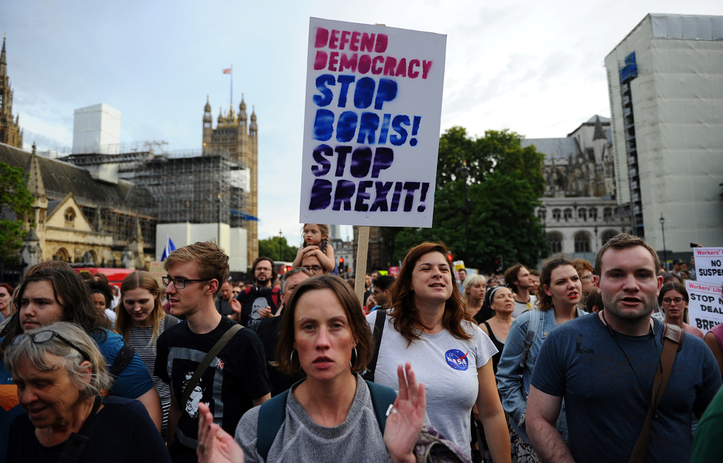 Protest gegen Boris Johnson in London (Bild: Daniel Sorabji/AFP)