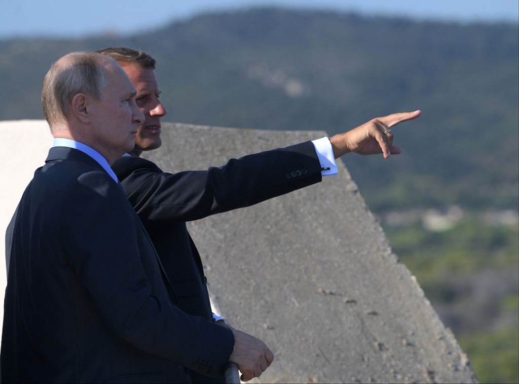 Frankreichs Präsident Macron und Russlands Präsident Putin am 19.8. in Fort Brégançon (Bild: Alexel Druzhinin/Sputnik/AFP)