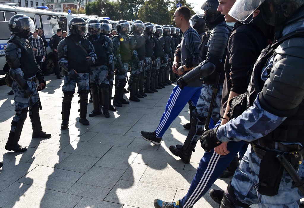Erneut Festnahmen bei Demo in Moskau am 3. August (Bild: Vasily Maximov/AFP)
