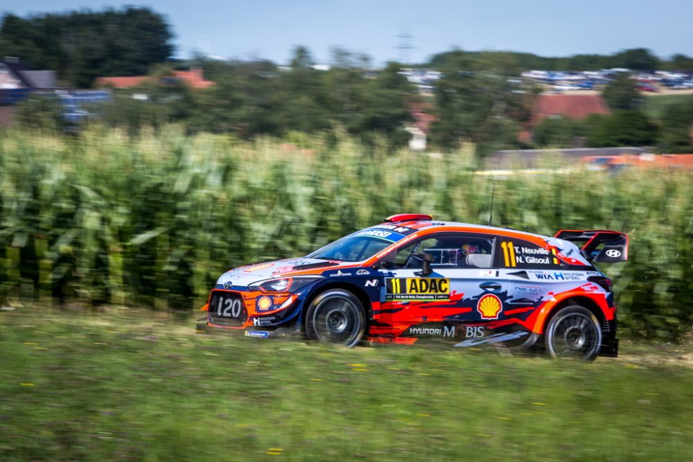 Thierry Neuville/Nicolas Gilsoul im Hyundai i20 WRC beim Shakedown der Rallye Deutschland (Bild: Fabien Dufour/Hyundai Motorsport)