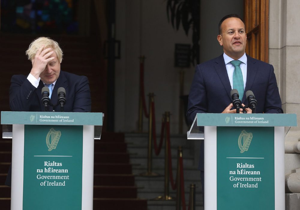 Boris Johnson und Leo Varadkar bei der Pressekonferenz nach ihrem Treffen (Bild: Lorraine O'Sullivan/AFP)