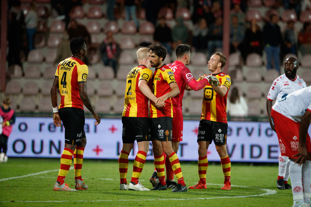 Die Spieler von KV Mechelen nach dem Sieg gegen Kortrijk (Bild: Kurt Desplenter/Belga)
