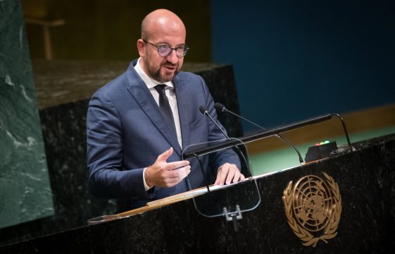 Charles Michel bei seiner Rede vor der UN-Vollversammlung in New York (Bild: Benoit Doppagne/Belga)