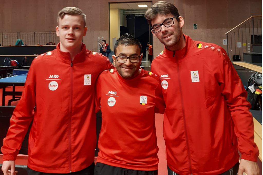 Para-Tischtennis-EM in Schweden: Laurens Devos, Ben Despineux und Marc Ledoux (vlnr) (Bild: privat)