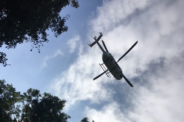 Hubschrauber über Eupen (Bild: Simonne Doepgen/BRF)