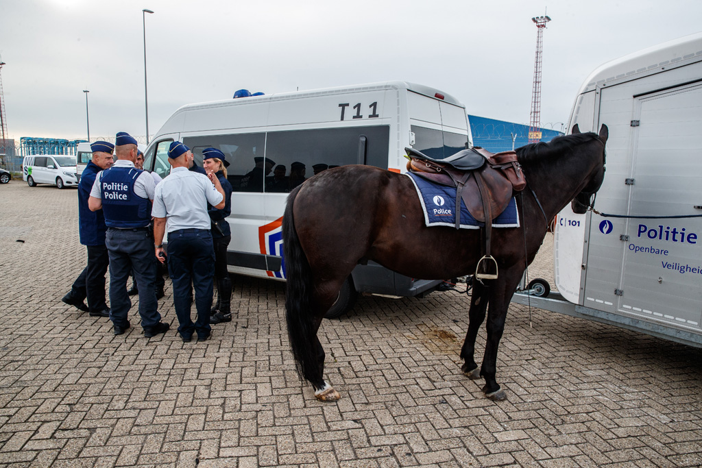 Polizeiaktion gegen Transitmigranten im Hafen von Zeebrugge