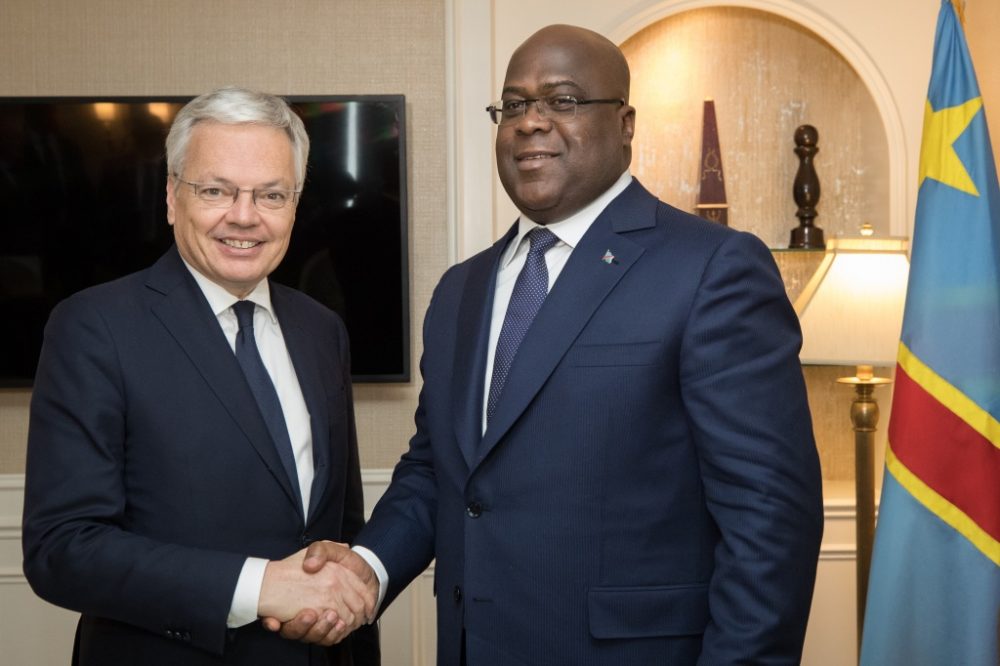 Tshisekedi mit Minister Didier Reynders (Archivbild vom April 2019: Benoit Doppagne/Belga)