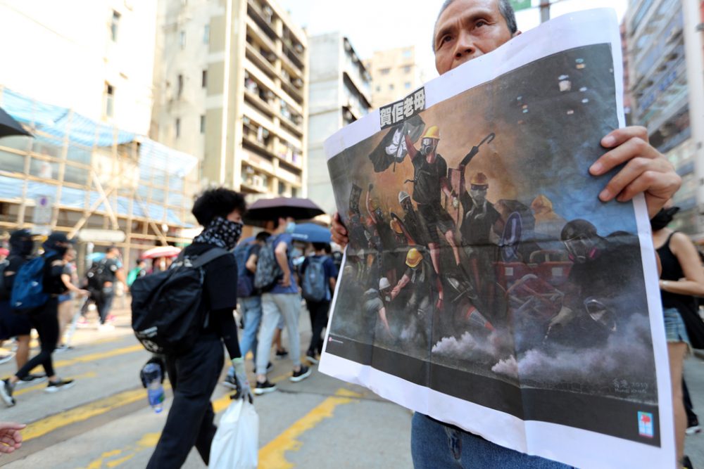 Proteste am chinesischen Nationalfeiertag in Hongkong (Bild: May James/AFP)