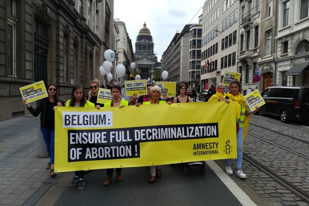 Demonstration von Abteibungsbefürworterinnen in Brüssel (Foto: Antony Gevaert, Belga)