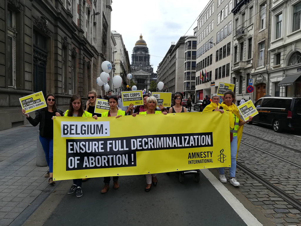 Demonstration von Abteibungsbefürworterinnen in Brüssel (Foto: Antony Gevaert, Belga)
