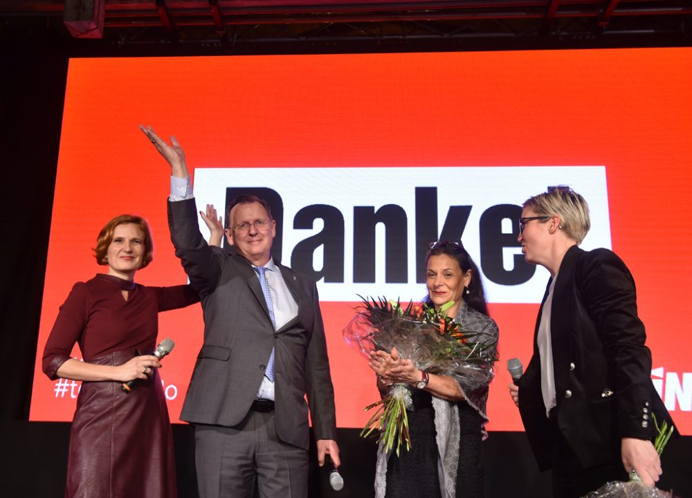 Katja Kipping, Bodo Ramelow, seine Frau Germana Alberti vom Hofe und Susanne Henning-Welsow (Bild: Christof Stache/AFP)