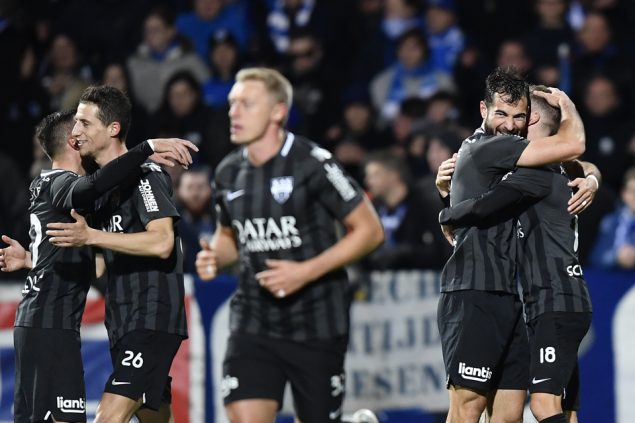 Freude bei den AS-Spielern nach dem 2:0-Sieg gegen Landesmeister Genk (Bild: John Thys/Belga)