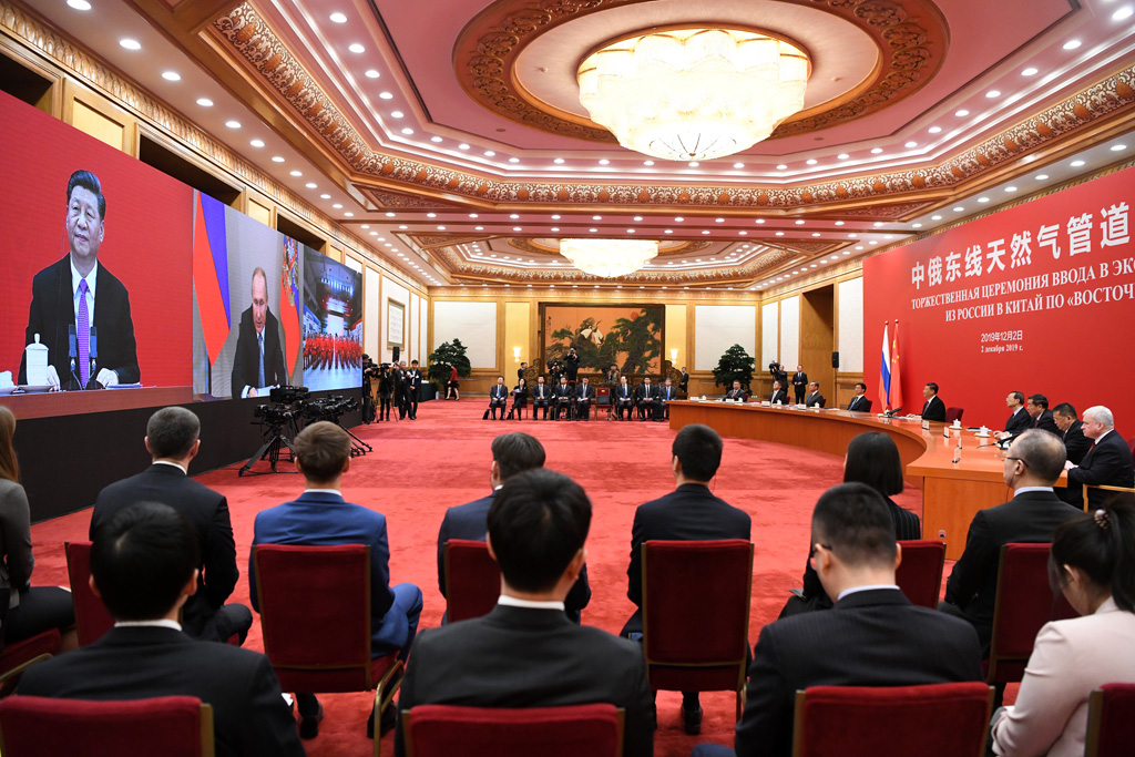 Viedokonferenz zwischen Wladimir Putin und Xi Jinping (Bild: Noel Celis/Pool/AFP)