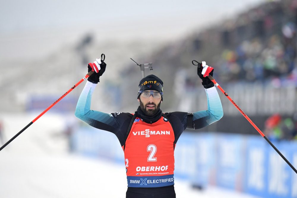 Martin Fourcade gewinnt das Massenstart-Rennen in Oberhof (Bild: Tobias Schwarz/AFP)