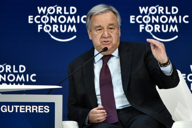 UN-Generalsekretär Antonio Guterres in Davos (Bild: Fabrice Coffrini/AFP)