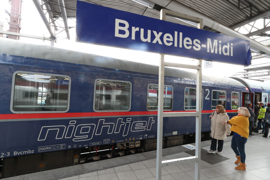 Der erste Nachtzug aus Wien am Brüsseler Süd-Bahnhof (Bild: Benoit Doppagne/Belga)