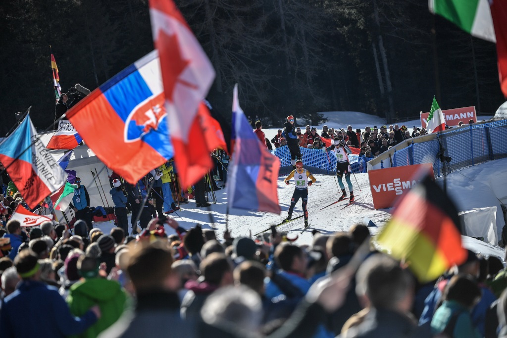Staffel-Rennen bei der Biathlon-WM in Antholz (Bild: Marco Bertorello/AFP)