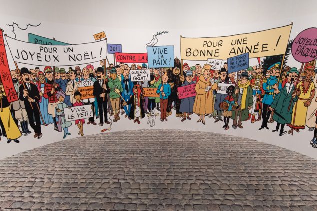 Tim-und-Struppi-Fresko bei einer Hergé-Ausstellung in Paris 2016 (Bild: Benoît Doppagne/Belga)