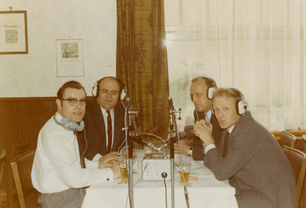 (V.l.n.r.) Hubert Jenniges, Raymund Graf, Kurt Fagnoul und Joseph Kirchens bei einem Rundtischgespräch 1967 (Archivbild: BRF)