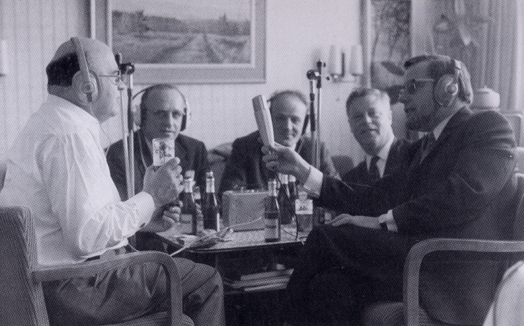 Raymund Graf, Kurt Fagnoul, Joseph Kirchens, Marcel Etienne und Hubert Jenniges in den sechziger Jahren in St. Vith (Archivbild: BRF)