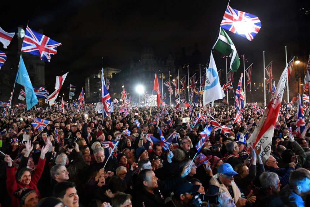 London, Parliament Square, am Abend des Brexit