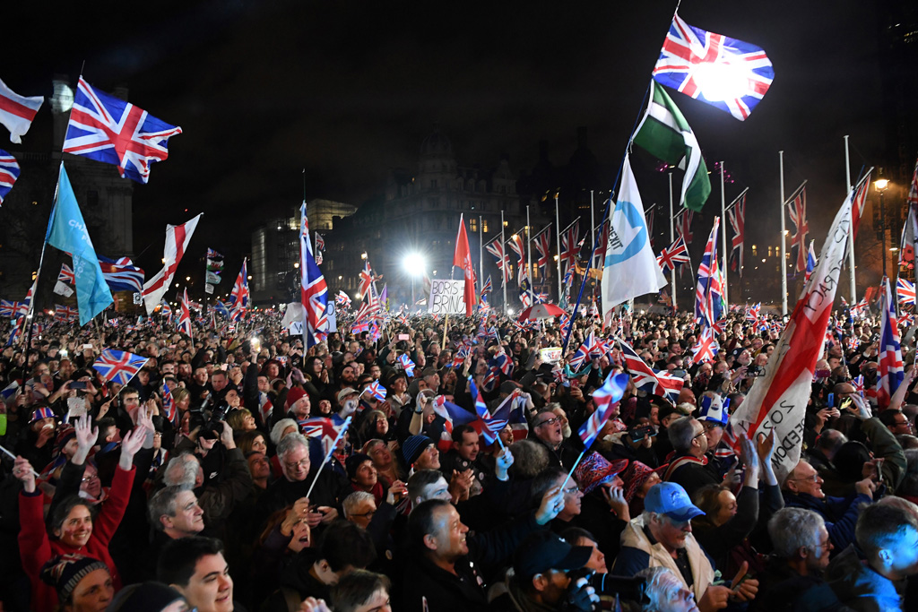 London, Parliament Square, am Abend des Brexit